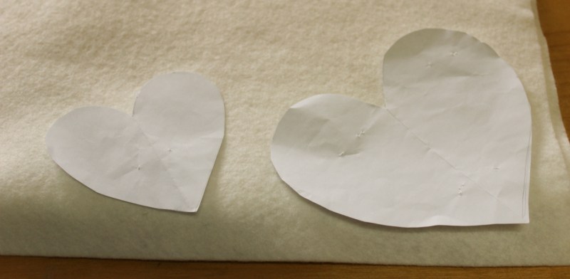 The two different heart patterns for the ornaments