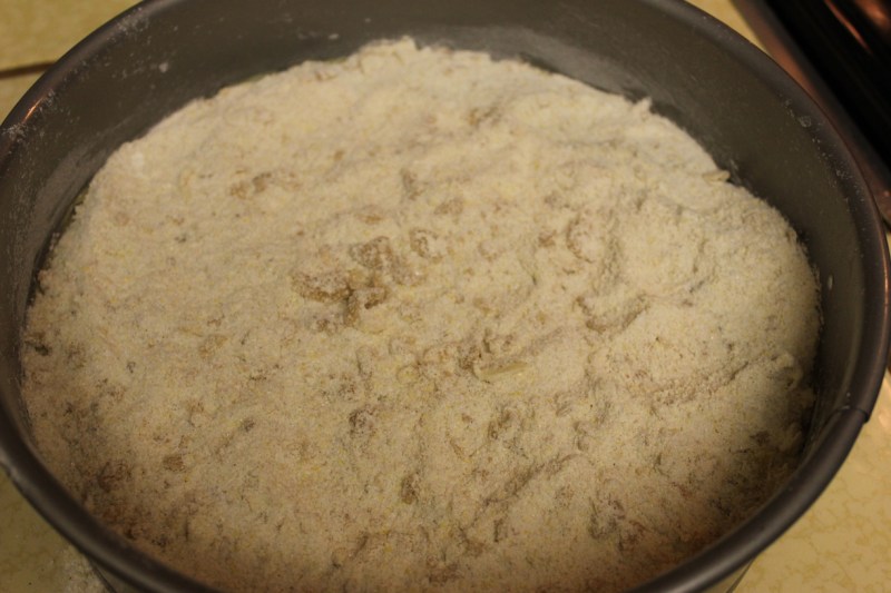 Topped with crumble.