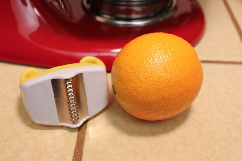 Orange for the zest. I really like this little zester - it catches the zest and is easy to hold.