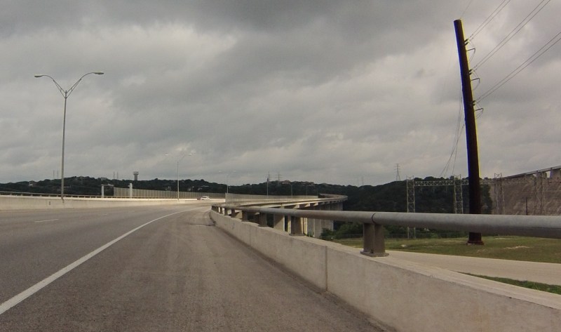 Just about to cross the dam.