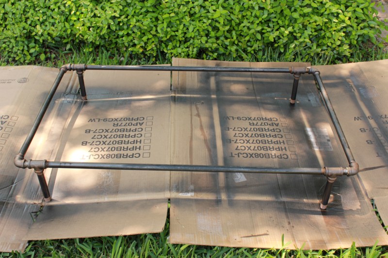 Spray painting the frame.