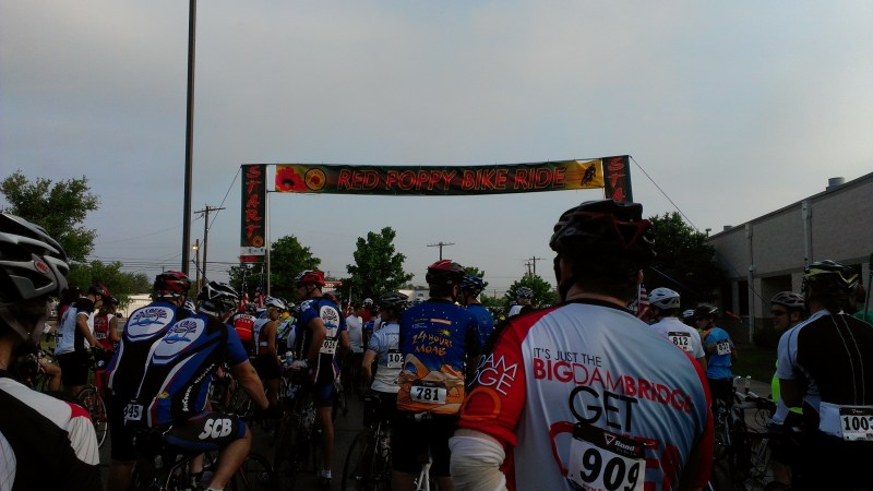 The start of the Red Poppy Ride. It started as a gray day.