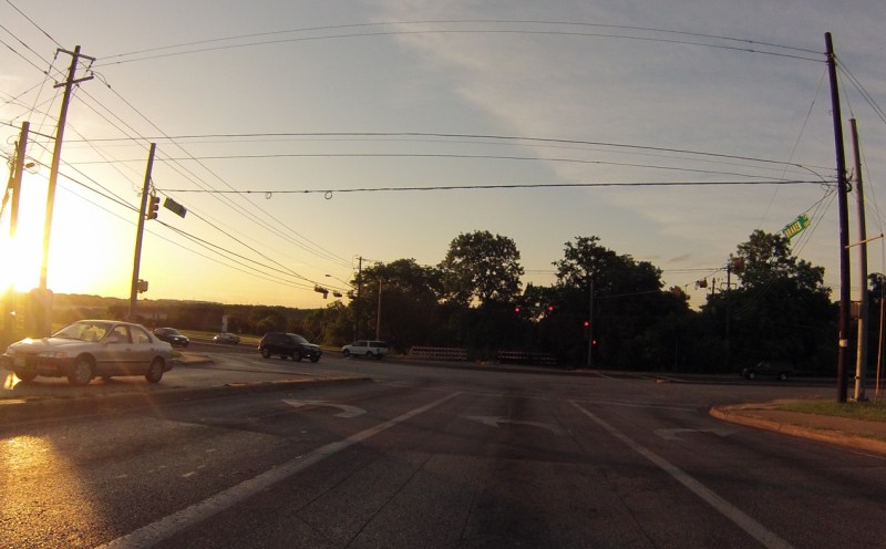 The sun was rising as I left, heading out Braker Lane to Dessau.