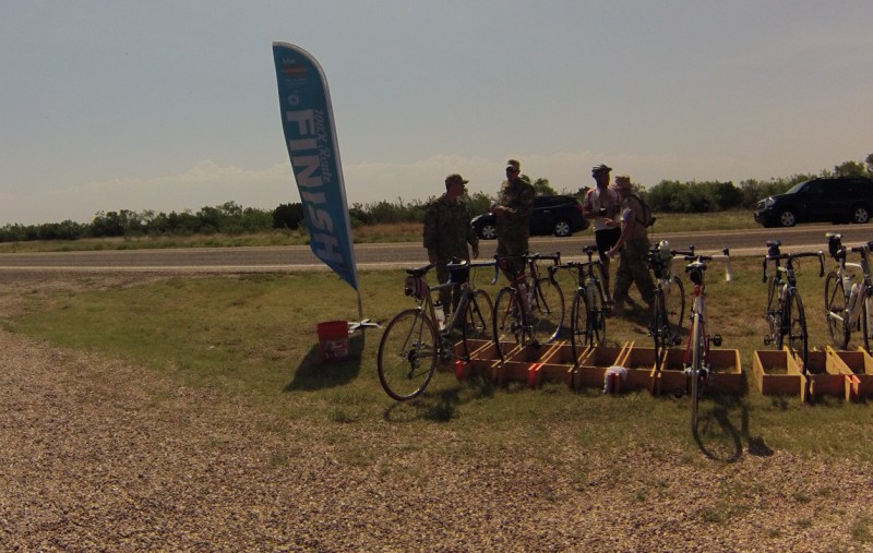 This stop had many awesome volunteers. Some people from the National Guard were decked out in camo and took our bikes and parked them. They got us drinks and chatted with all the cyclists.