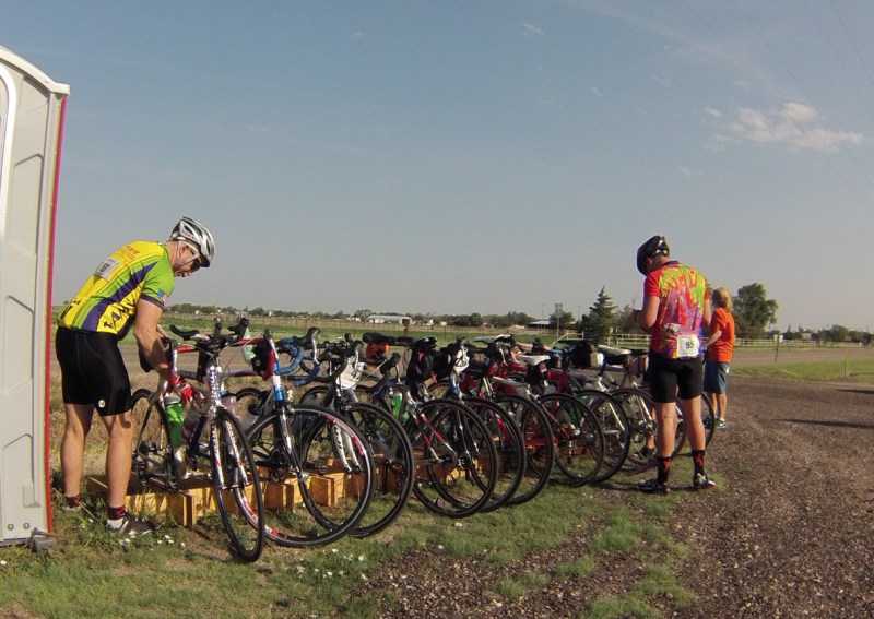 The rest stops had nice wooden bike stands to park our bikes in.