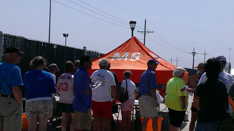 After wandering around a bit, we came back to the packet pickup tent and there was a line.
